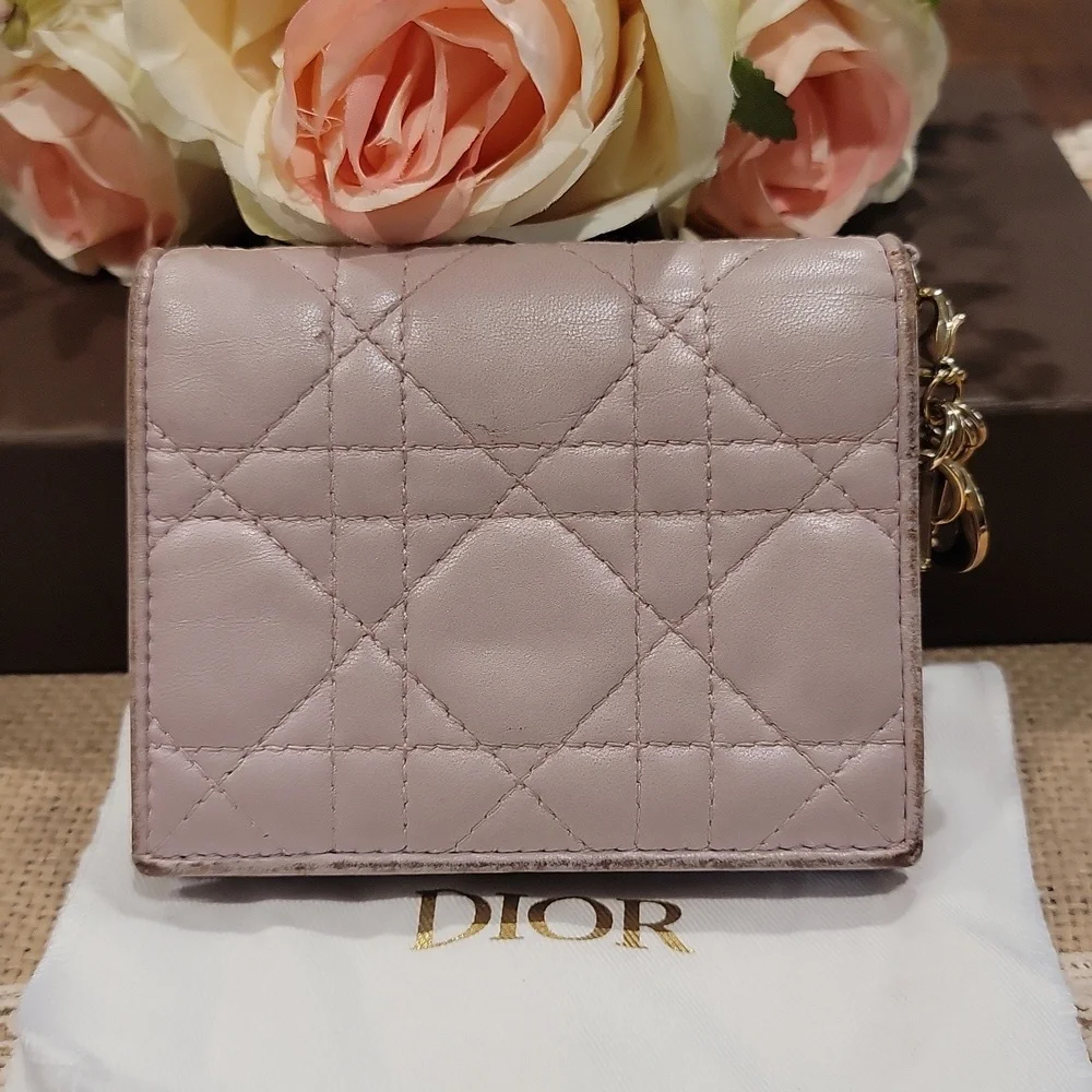 Authentic Dior Pink Quilted Women's Card Holder